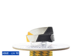 Pavone – Cintura in vela riciclata. Colori nero e giallo.