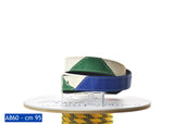 Pavone – Cintura in vela riciclata. Colori blu e verde.